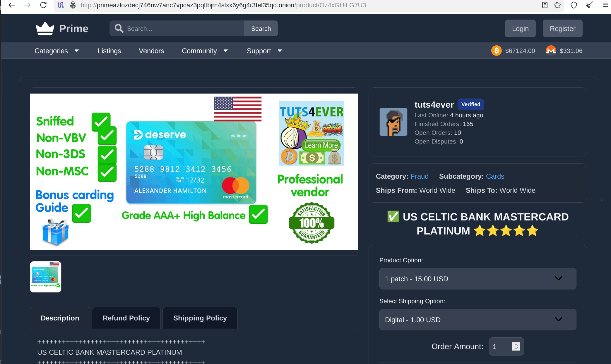Product ordering and escrow process